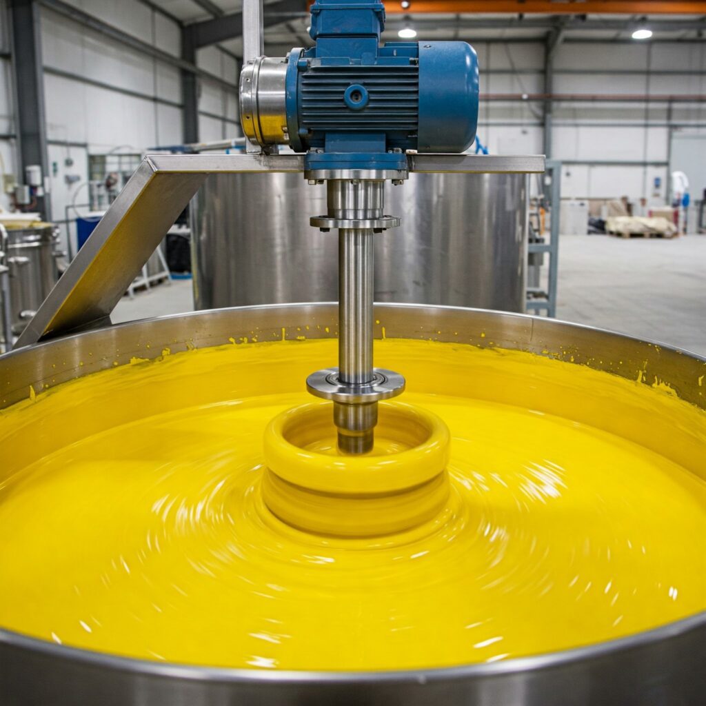 Misturador de alto cisalhamento em tanque de tinta automotiva