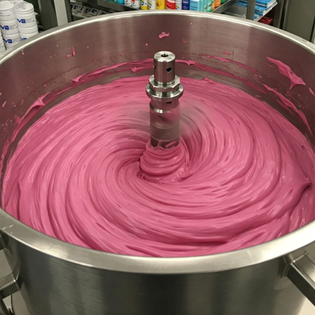 Tanque com calda de morango cisalhando em alta performance