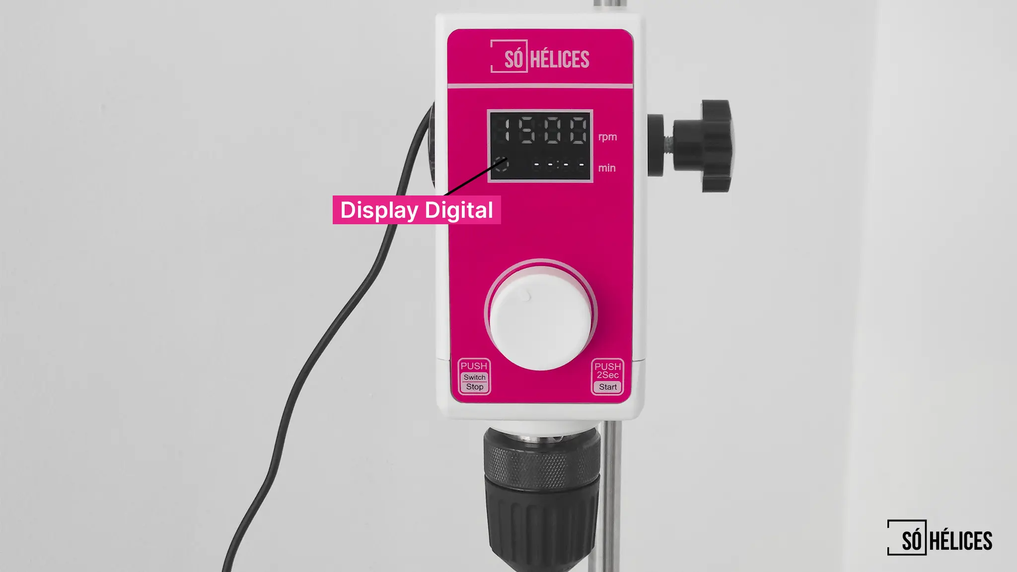 Display digital SH30 PRO com controle de temperatura, tempo e potência.