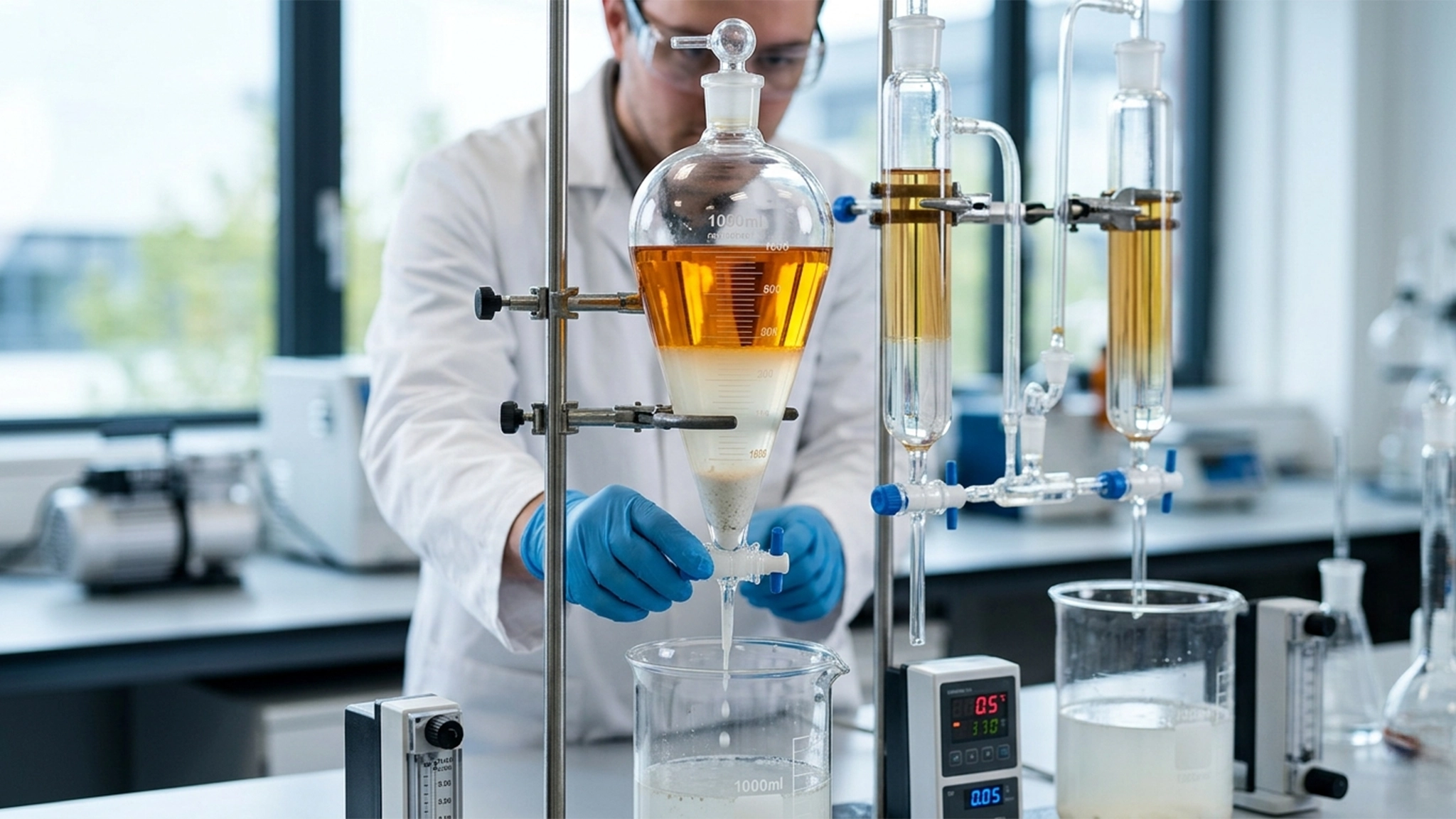 Laboratório de empresa em Campinas com decantação nos fluidos.